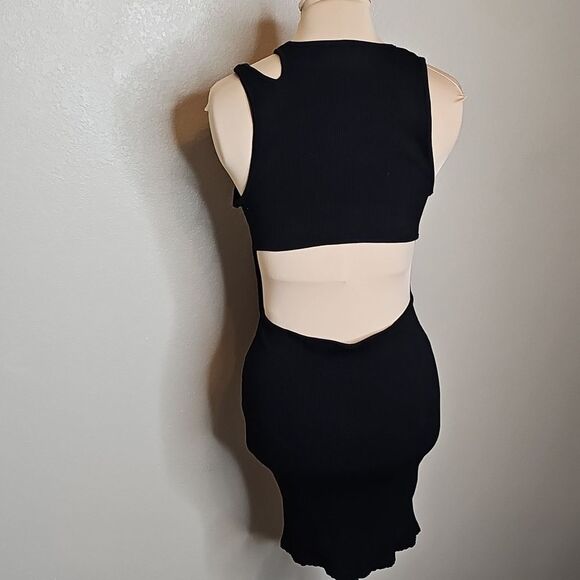Lulu's XL Head Turner Black Ribbed Bodycon Mini Dress - Picture 4 of 9